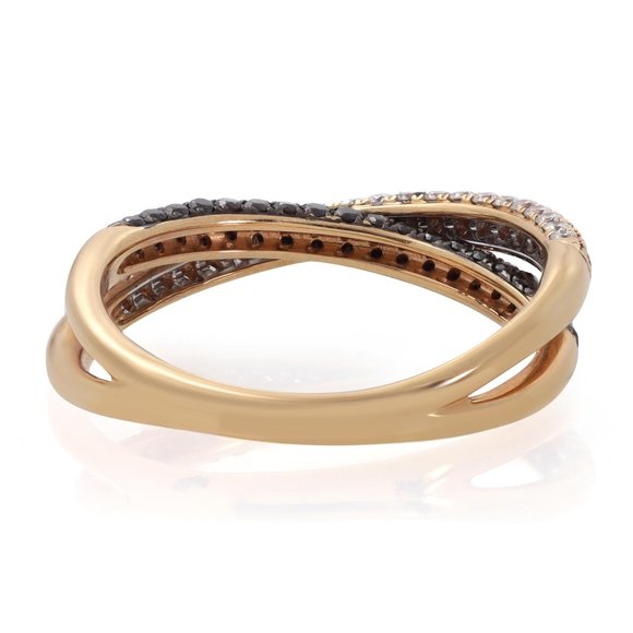 Piero Milano White & Black Diamond Crossover Ring 18k Rose Gold 1.04cttw Size 8 - Picture 6 of 6